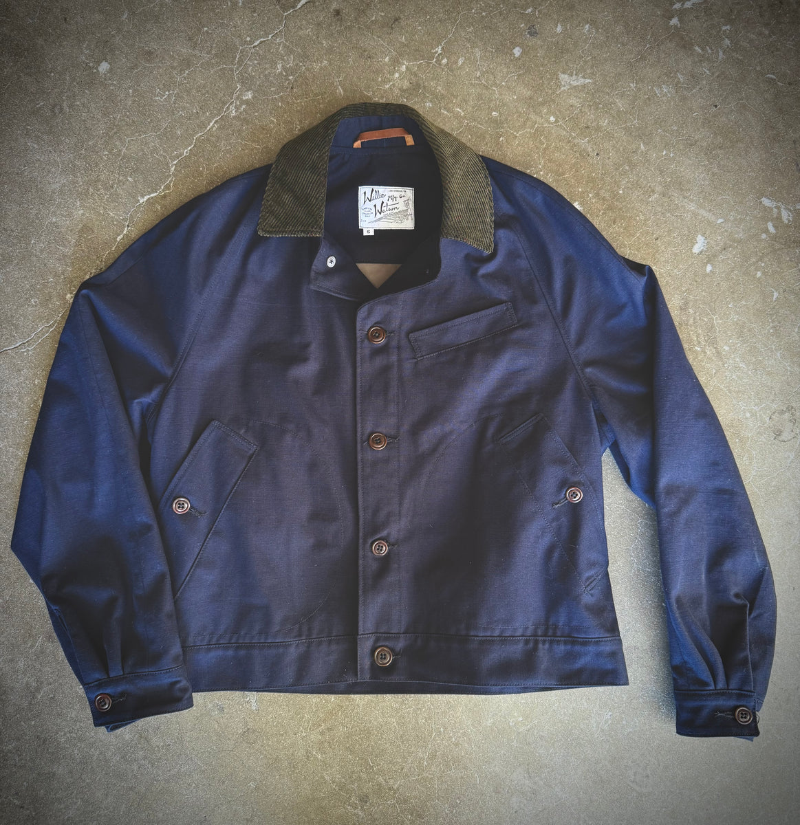 Grumpy Jacket - Navy Canvas, Flecked Corduroy Collar – Willie Watson ...